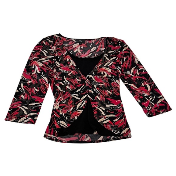 Y2K Iz Byer California Red Gold Long Sleeve Layered Abstract Top S artsy bold - Picture 3 of 8